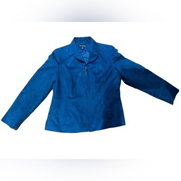 Evan Picone Blue Blazer Classic Notched Lapels - Picture 3 of 3